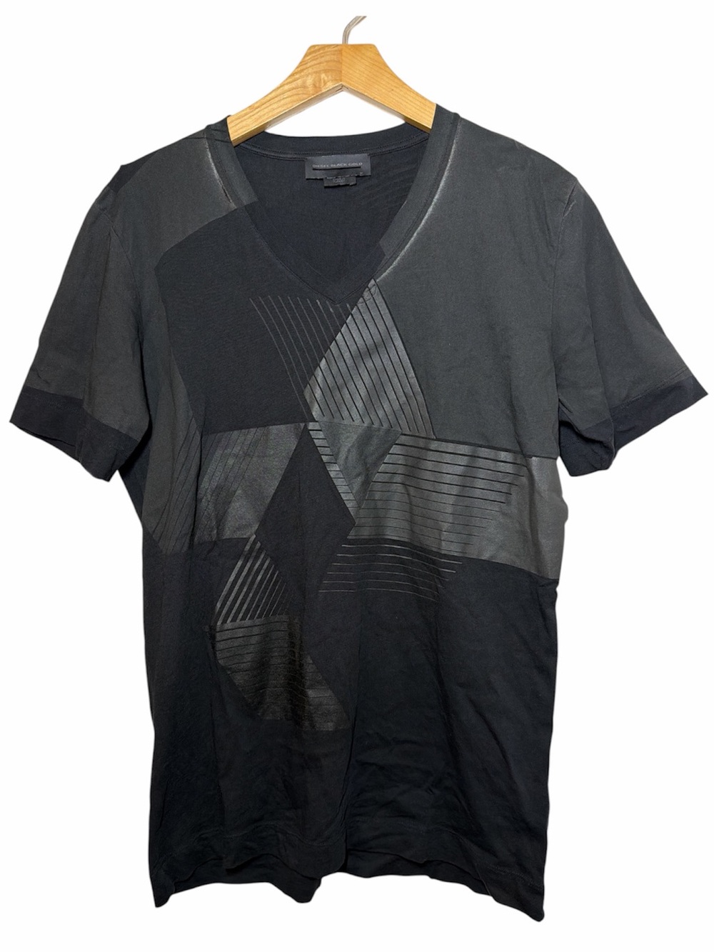 Diesel Black Gold Men's V-Neck Geometric Graphic Shirt
